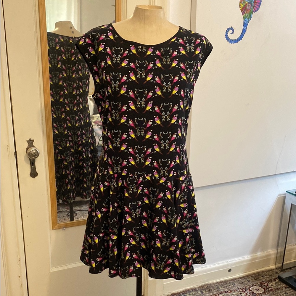 Black Dress with Colorful Animal Print